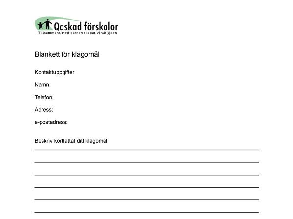 Klagom&aring;lsblankett